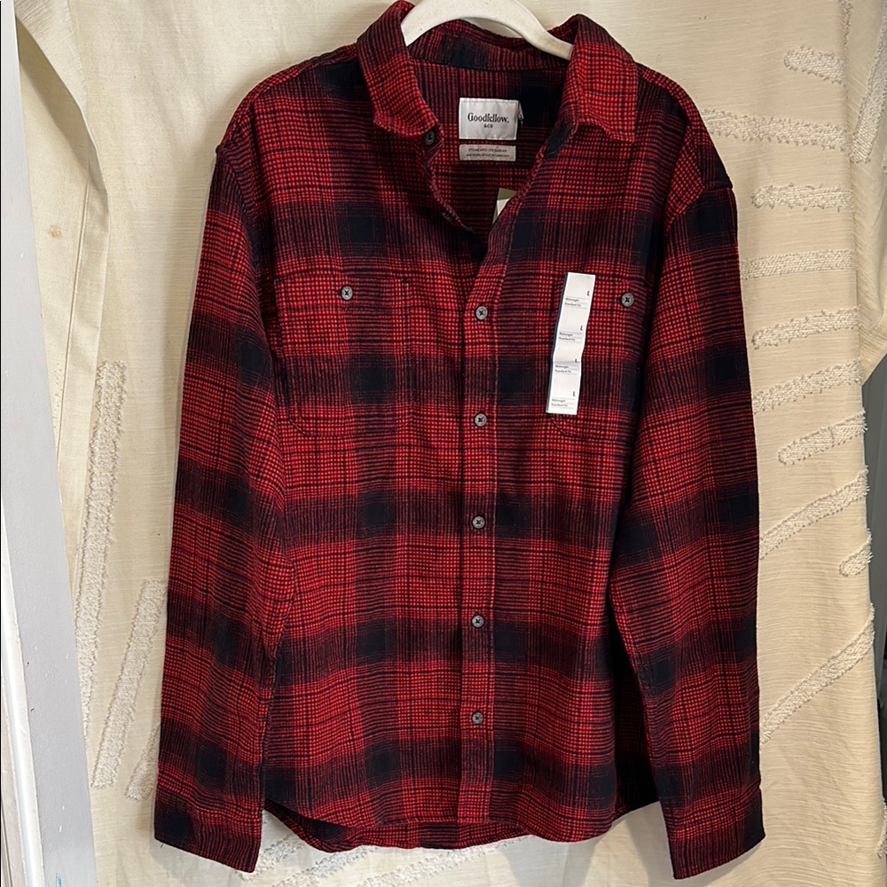 Goodfellow & Co Men's Red Plaid Shirt size Large